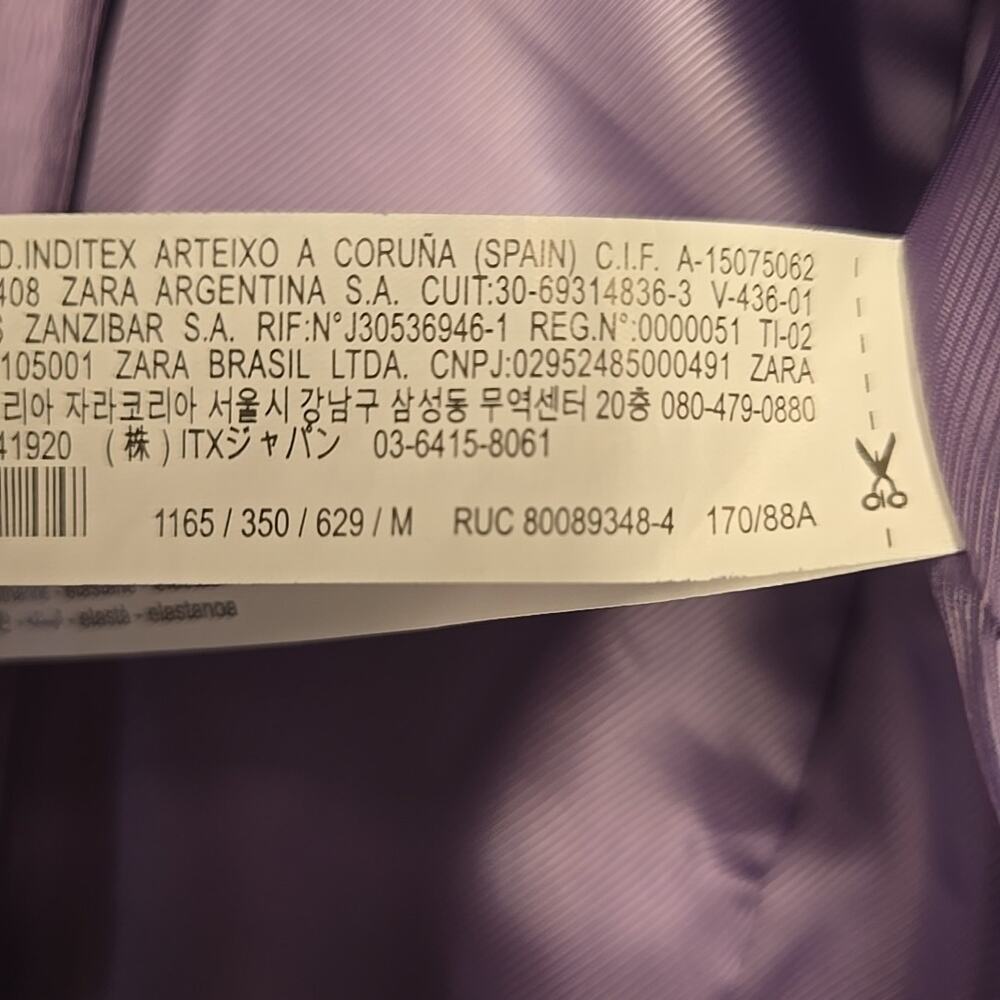ZARA Lavender Satin Effect Tailored Blazer Purple Lilac Jacket Size M 1165/350 - Picture 11 of 12